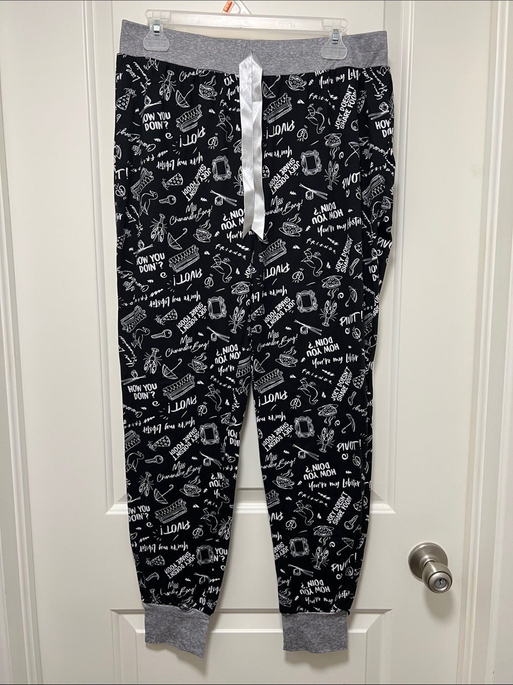 FRIENDS Black Graphic Jogger Pajama Pants with Gray Waistband